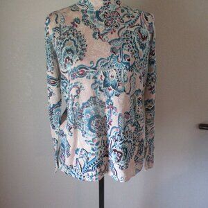 NWT Chico's Size 1 Small  Paisley Brass 1/4 zip Sweater  Lot D